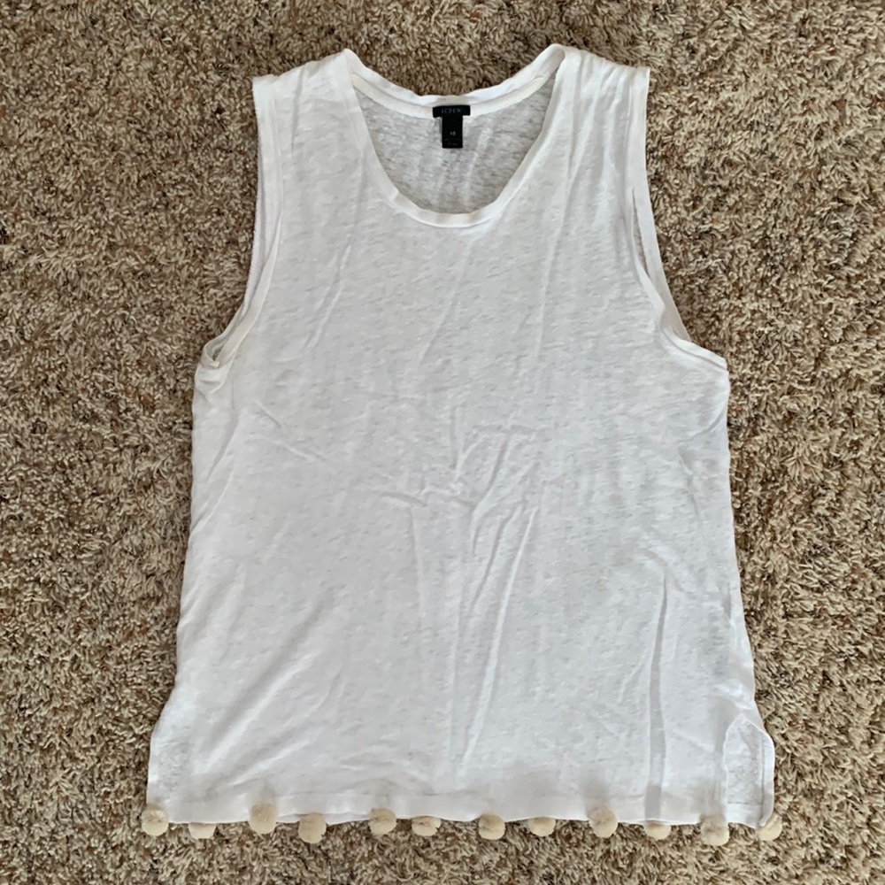 White J Crew Pom Pom Tank, Size XS
